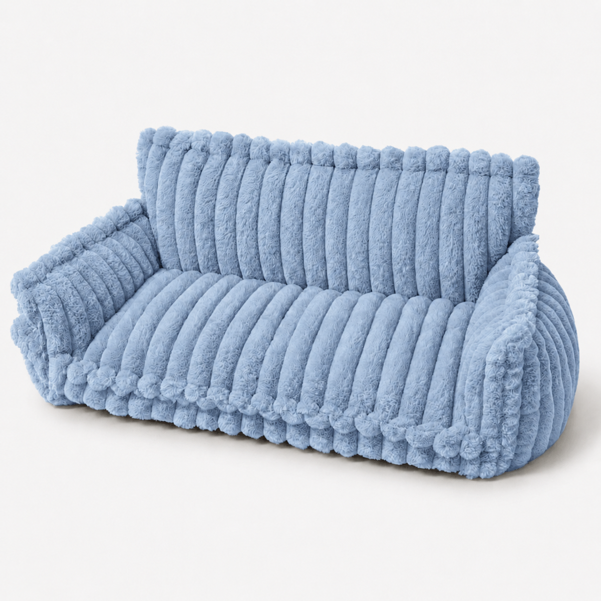 Canapé moelleux pour chat coloris bleu, vue de trois quarts