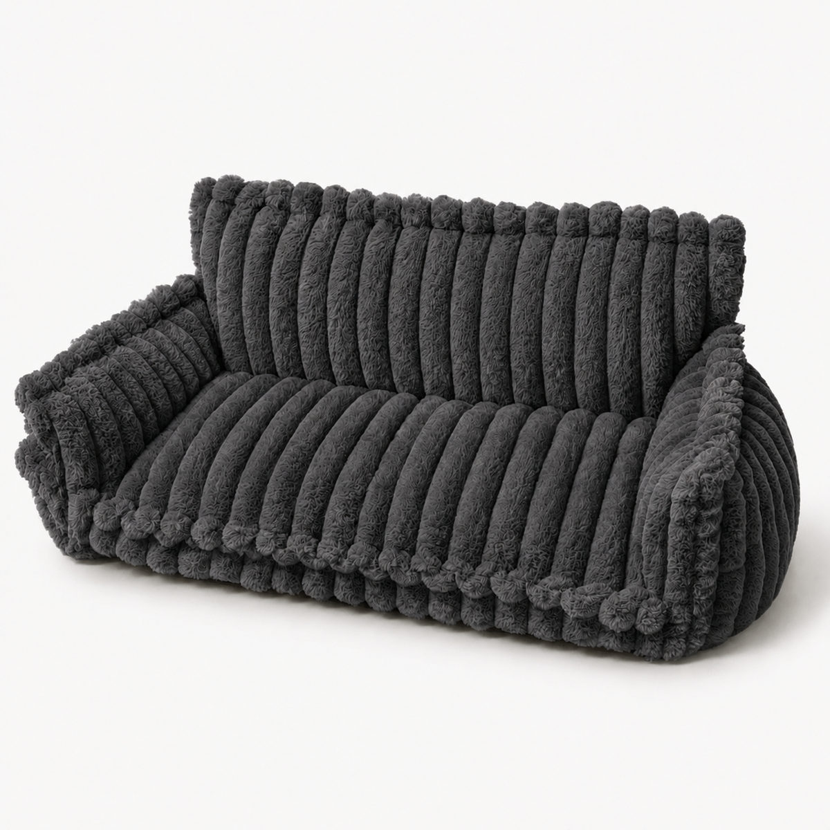 Canapé moelleux pour chat coloris gris anthracite, vue de trois quarts