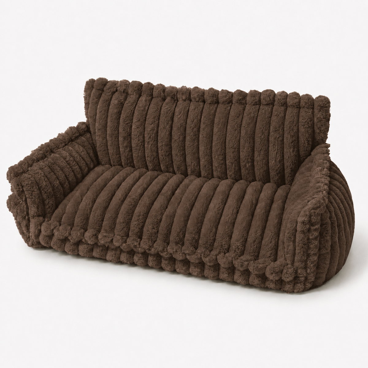 Canapé moelleux pour chat coloris marron foncé, vue de trois quarts