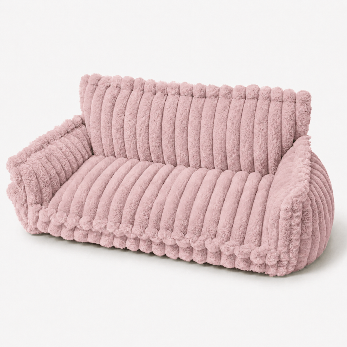 Canapé moelleux pour chat coloris rose poudré, vue de trois quarts