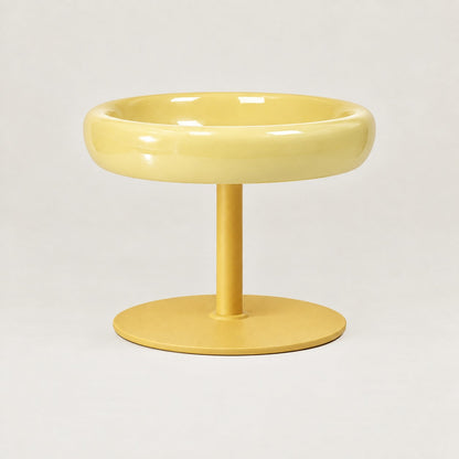 Gamelle surélevée en céramique coloris jaune pâle
