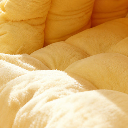 Gros plan sur le matelas intérieur en peluche moelleuse