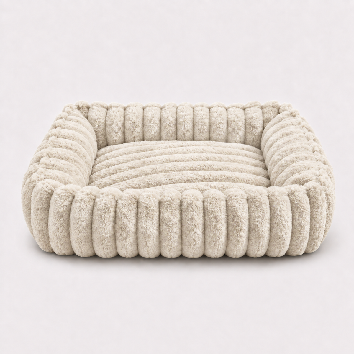 Panier moelleux pour chat coloris crème ivoire, vue de face
