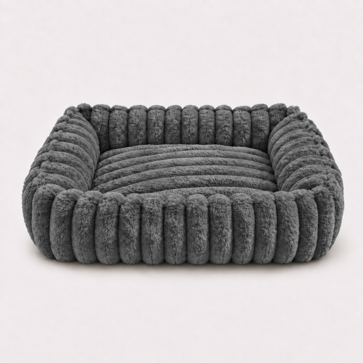 Panier moelleux pour chat coloris gris perle, vue de face